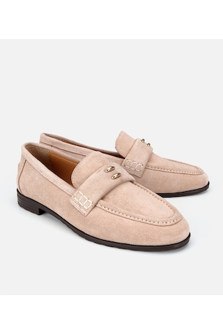 Hotiç Kadın Süet Deri Bej Toka Detaylı Klasik Loafer 01ayh321300a310 01ayh321300a310