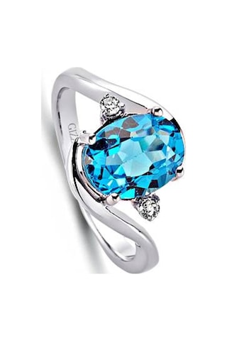 Pırlanta Mavi Topaz Yüzükgmy068