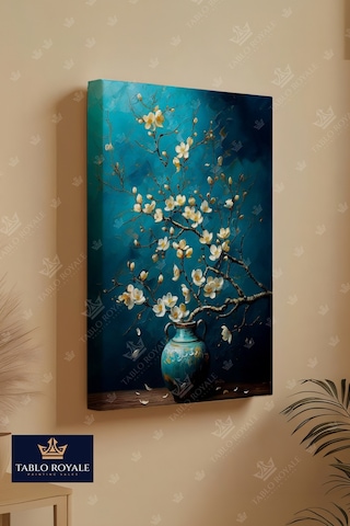 Çiçek Vazo Dikey Kanvas Tablo-salon Tablo