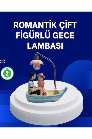 Romantik Sandal Üzerinde Çift Figürü Led Gece Lambası Masa Dekoru