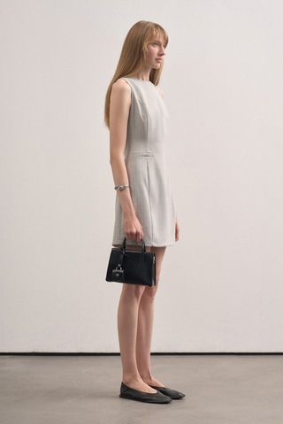 Mathilda Store Kadın Gri Çizgili Basic Elbise Gri