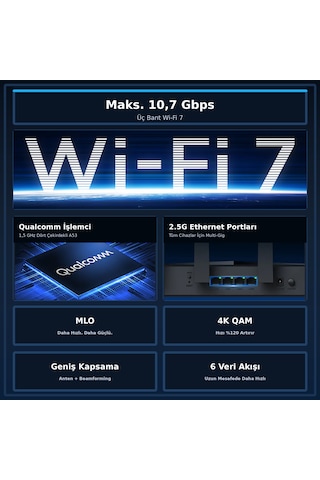 Cudy Wr11000 Be11000 Üç Bant Mesh Wi-fi 7 Router 6 Ghz 4x2.5g Portlu Mlo 320mhz Qualcomm A53 İşlemci