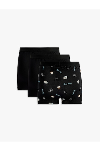 Koton Lisanslı Rick And Morty Baskılı 3'lü Pamuklu Boxer Seti Siyah 6slm90029mk