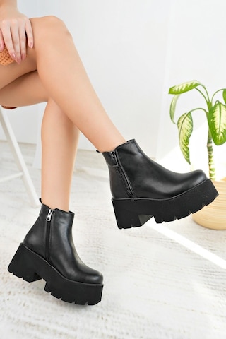 Nesil Shoes Carel 601 Siyah Platform Kadın Bot-siyah Siyah