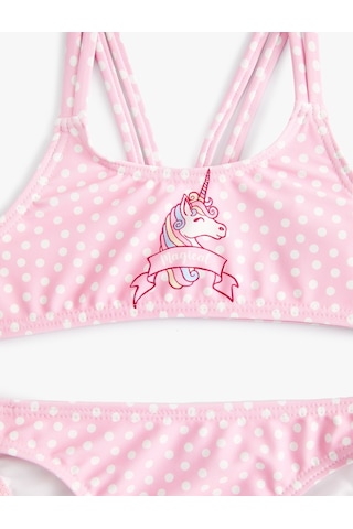 Koton Bikini Takımı Unicorn Baskılı İnce Askılı Pembe 4skg00008mm Pembe