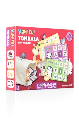 Çocuk Tombala Hayvan Temalı Ham Bez Kese 8 Tabla 40 Pul 60 Parça