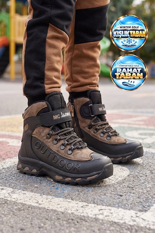 Mc Jamper Siyah-vizon Polarlı Kaymaz Tabanlı Soğuğa Dirençli Unisex Çocuk Outdoor Bot 2115