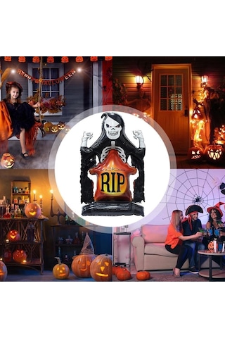 Halloween Cadılar Bayramı Mezar Taşı İskelet Ayaklı Büyük Boy Folyo Balon 110x70 Cm