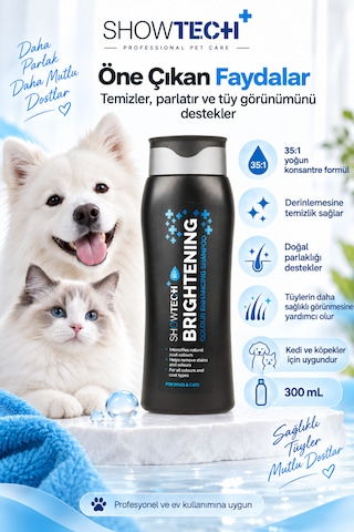 Showtech Brightening Parlatıcı Etkili Kedi Köpek Şampuanı 300 Ml - 35:1 Konsantre İle Beyazlatıcı Şampuan