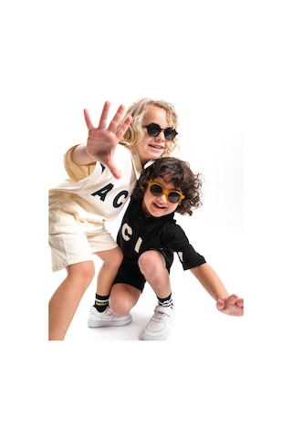 Miniko Kids Laciel Paris Baskılı Yakalı Şortlu Pamuk Takım Ekru