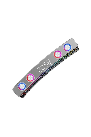 Gaming Kablosuz Bluetooth Speaker Hoparlör Renkli Rgb Işıkları, 12w Güçlü Sesi Dijital Saat Ve Alarm