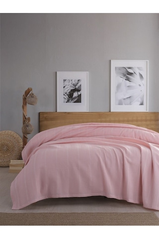 Tek Kişilik Waffle Pike 160x230cm, %100 Pamuk, Petek Tasarım, Pudra Pudra