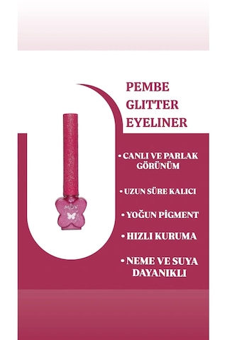 Mov Glitter Eyeliner Pembe Parlak Kalem & Uzun Süre Kalıcı Pembe