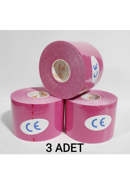 5 Cm X 5 M - Pembe Rengi Sporcu Bandı 3'lü