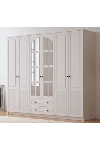 Rabi Mobilya İzel Country 6 Kapaklı 2 Çekmeceli Mega Gardırop