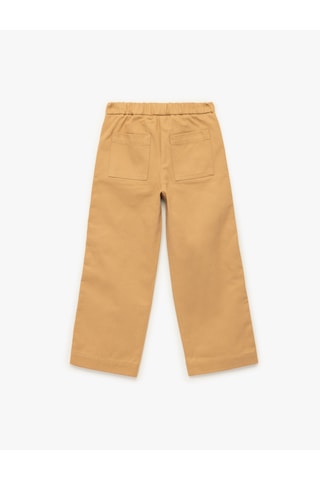 Koton Pamuklu Rahat Kesim Yüksek Bel Beli Bağcıklı Şerit Detaylı Geniş Paça Pantolon Kahverengi 6wkg40028aw Kahve