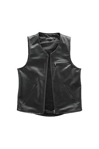 Prof Model Zik Hakiki Kuzu Derisi Dar Kesim Yelek Siyah