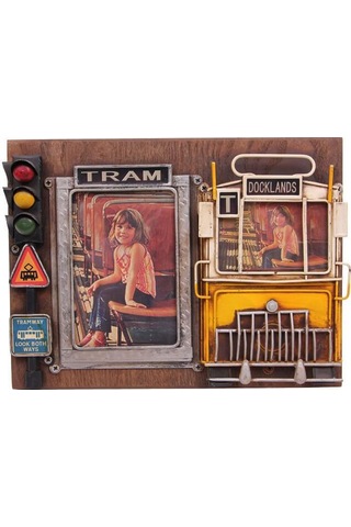 Kenpazar Dekoratif Metal Çerçeve Tramvay Dekorlu Vintage Ev Ofis Hediyelik