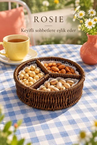 Rosıe 3 Bölmeli Hasır Görünümlü Çerezlik 19 Cm Karışık