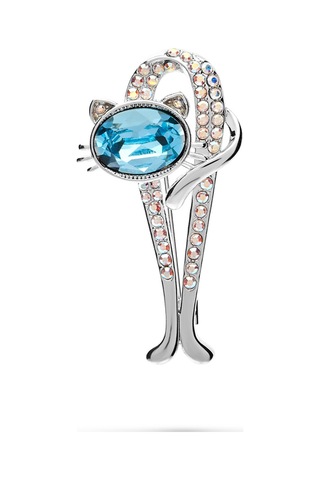 Monemel Kristal Taşlı Kedi Yaka İğnesi, Kolye Altın Kaplama X0123 - Çok Renkli