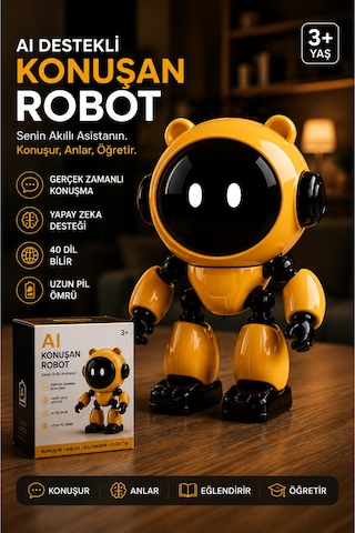 Yapay Zeka Konuşan Robot Çocuklar Için Eğitici Akıllı Asistan 40 Dil Destekli Şarjlı Robot Oyuncak