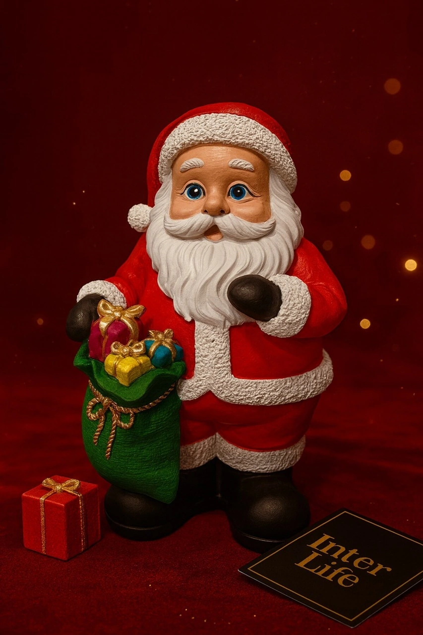 Noel Baba Figürlü Yılbaşı Christmas Şık Renkli Dekoratif El Yapımı Süs Polyester Hediye Biblo 25 Cm Kırmızı