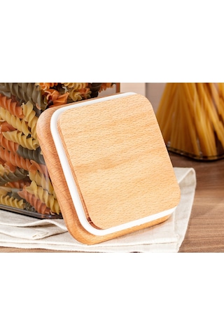 Madame Coco Kaviera 1500ml Ahşap Kapaklı Saklama Kabı 2'li 1ksakl04321500ml-füme Çok Renkli