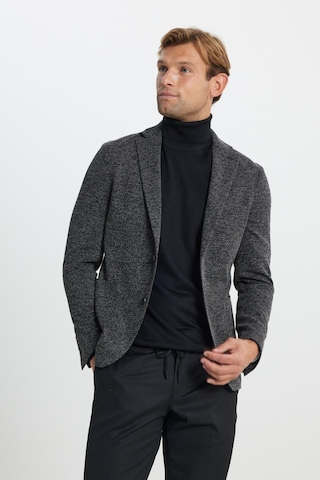 AC&Co / Altınyıldız Classics Erkek Sıyah Slim Fit Dar Kesim Mono Yaka Armürlü Torba Cepli Ceket Siyah