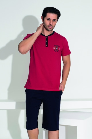 Remsa Erkek Şort Tshirt Pijama Takımı 25257 Kırmızı Kımızı01