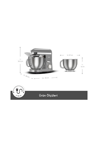Karaca Mastermaid Chef Pro 1750 W Çift Kollu Stand Mikser