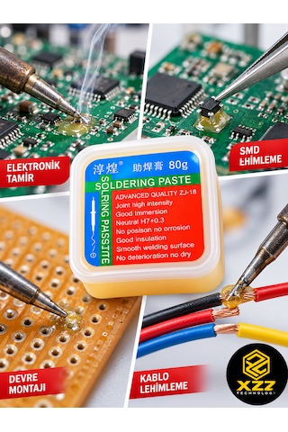 80 Gram Lehim Pastası Zj-18 Elektronik Devre, Pcb, Smd Ve Kablo Lehimleme Flux Pastası