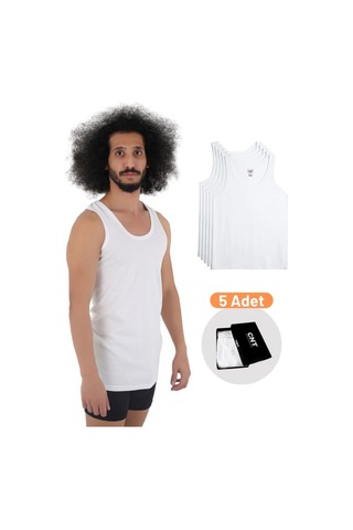 Cnt Erkek Atlet Pamuklu Basic 5'li Premium Paket Beyaz Beyaz