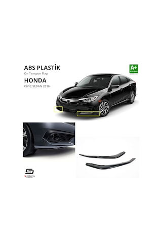 S-dizayn Honda Civic Fc5 Abs Plastik Ön Tampon Flap Parlak Siyah 2016-2021 A+kalite