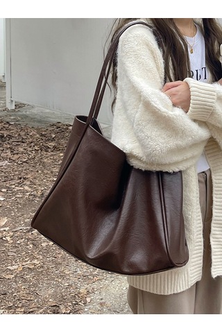 Teltree 2023 Yeni Model Meilade Kadın Çanta - Büyük Kapasite, Yumuşak Deri, Magnetik Kapatma Ve İç Çantalı Siyah Tote Çanta