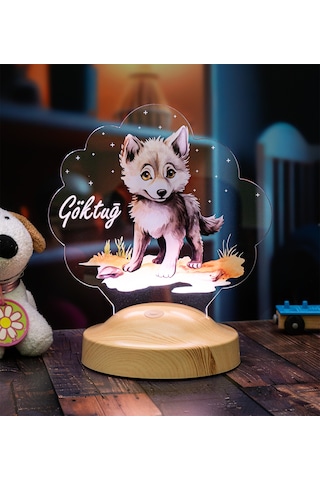 Sevimli Kurt Çocuk Odası Gece Lambası, Kurt Köpeği Bebek Doğum Günü Hediyesi, İsimli Çocuk Hediyesi