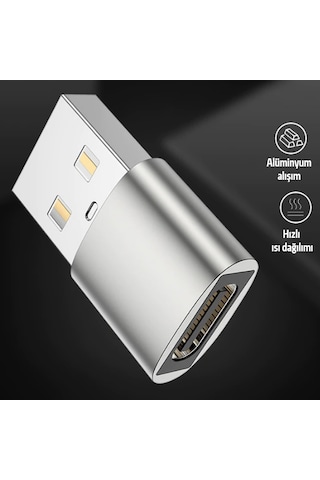 Ally USB to Type-C Dişi Çevirici Adaptör Gümüş