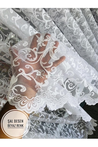 Tül Perde Şal Desen Jakar Desenli Kumaş 2 Renk Seçeneği Çok Renkli