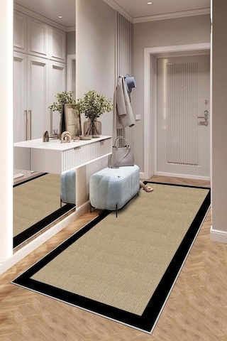 West Home Makinede Yıkanabilir Kaymaz Taban Leke Tutmaz Modern Kesme Yolluk Mutfak Yolluk Halı Yolluk Wh 455 Black Yolluk