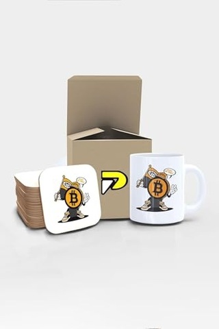 Kriptopara Maskot Tasarımlı Baskılı Kupa Bardak Seti Eğlenceli Özel Hediye Mug Çok Renkli