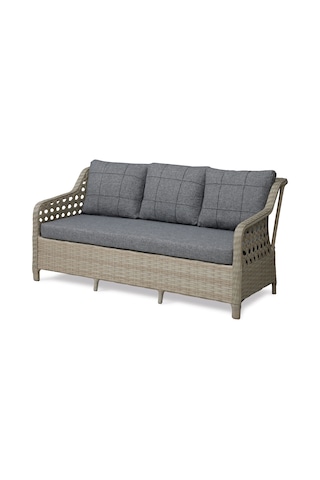 Ronda 3+1+1+2puf+masa Rattan Bahçe Balkon Mobilyası Bambu - Krem