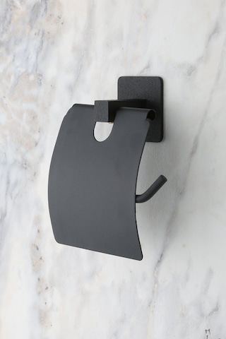 MultiStore Siyah Kare Yapışkanlı Kapaklı Paslanmaz Tuvalet Kağıtlığı Gri