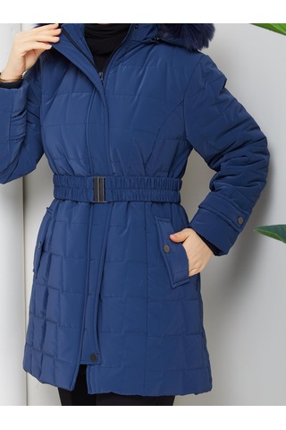 Eslemnur Nova Kumaş Şişme Mont 85cm Mavi