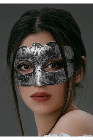 Eskitilmiş Balo Maskesi Antik Gri-9021688476599hkn STANDART