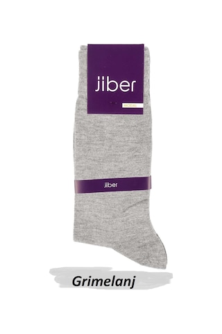 Jiber Erkek Modal Likralı Uzun Çorap 5100 - 6 Adet Gri Melanj