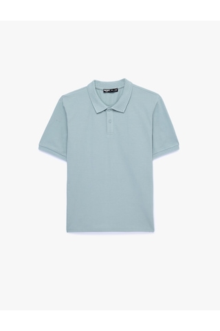 Koton Pamuklu Kısa Kollu Pike Kumaş Düğmeli Polo Yaka Slim Fit Tişört Mavi 6sam10293mk