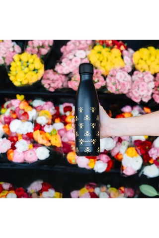 Qwetch QD2322 Arı Desenli Isı Yalıtımlı 500 ML Termos - Siyah