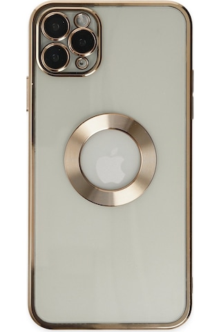 Apple Uyumlu iPhone 11 Pro Kapak Yanları Renkli Lens Korumalı Logo Gösteren Şeffaf Luxury Kılıf - Açık Mavi