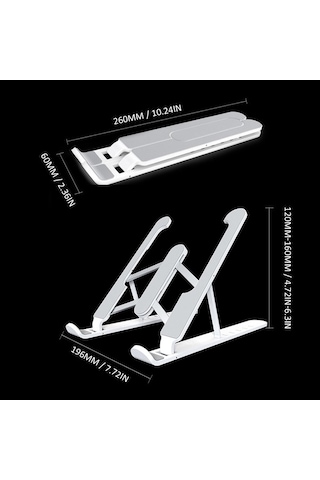 Moly Youtek Ergonomik Dizüstü Bilgisayar Tutucu 6 Seviye Açı Ayarlı Soğutucu Temel Siyah Siyah