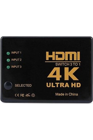 4K Ultra Hd Ir Alıcılı Kumandalı Hdmi Çoklayıcı 3 In 1 Switch