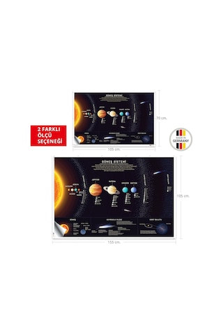 Plustablo Güneş Sistemi Türkçe Eğitici Öğretici Duvar Sticker, Okul Için Güneş Sistemi, Kendinden Yapışkanl Genel